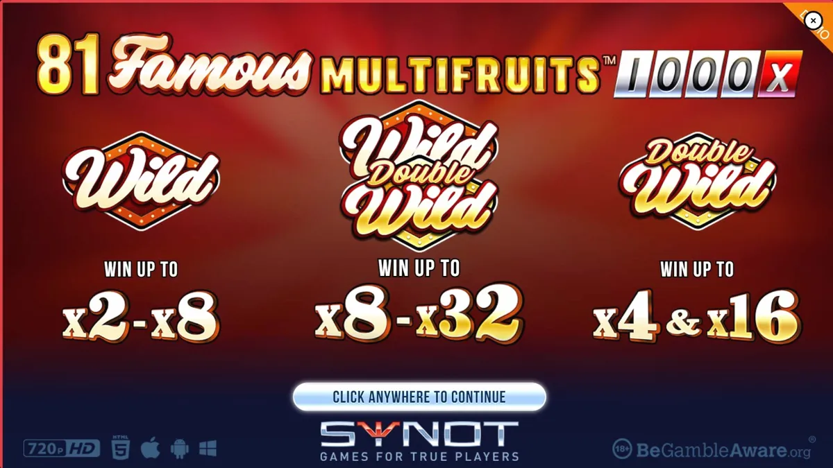 Interface do slot 81 Famous Multifruits 1000 com símbolos de frutas e luzes neon