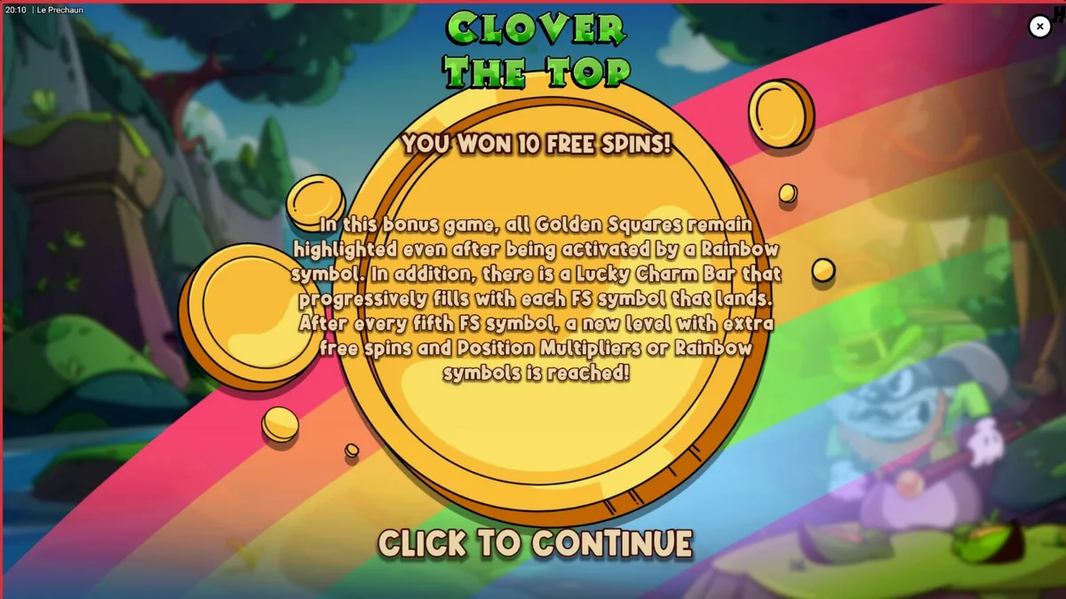 O guaxinim bigodudo do slot Le Prechaun em um cenário de floresta irlandesa.